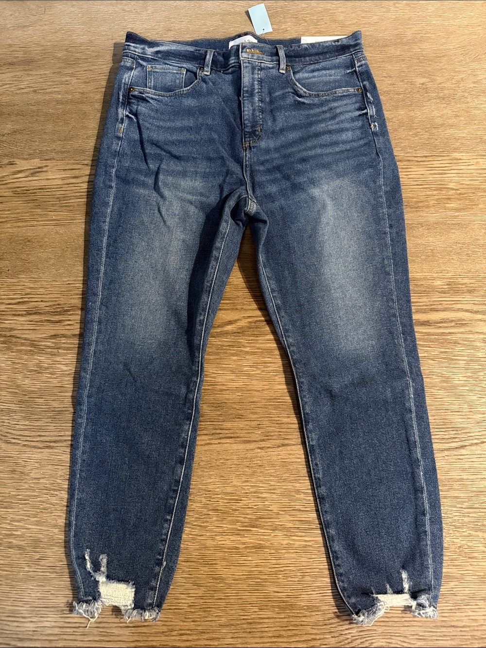 LOFT Women's Dark Blue high waist Skinny ankle Jeans with Distressed. NWT